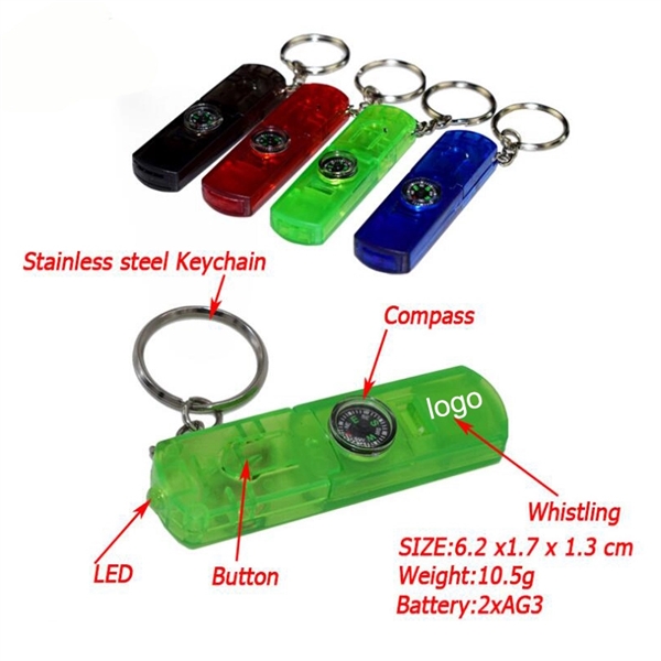 Whistle Light And Compass Keychain - Image 4