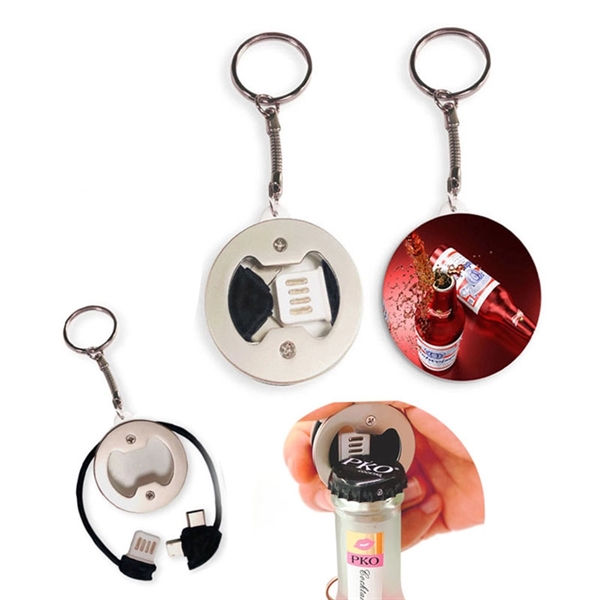 Bottle Opener Keychain USB Charger Cable - Image 1