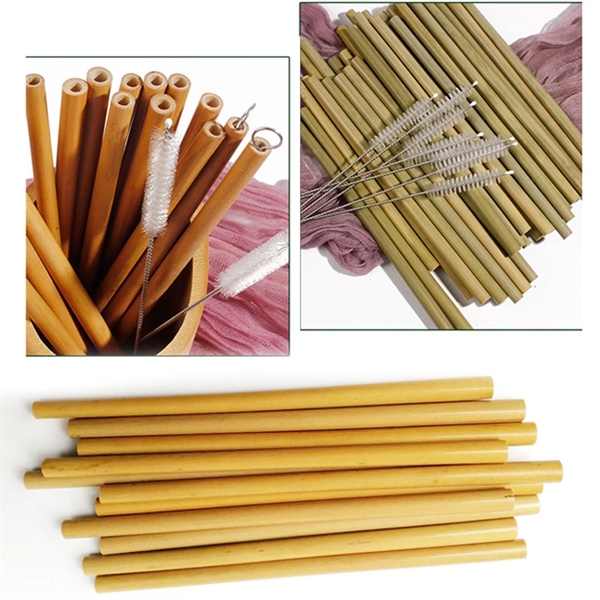 5pcs Reusable Bamboo Drinking Straw W/ Cleaning Brush In Ca - Image 3