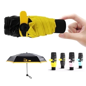 Portable Travel Vinyl Pocket Five Folding Sun Umbrella Ultra