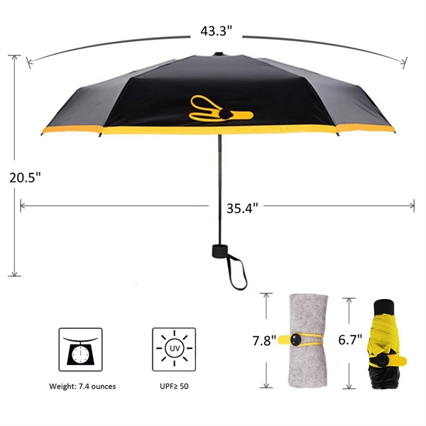 Portable Travel Vinyl Pocket Five Folding Sun Umbrella Ultra - Image 2