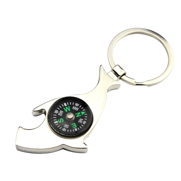 3 in 1 Portable Shark Compass Keychain Bottle Opener - Image 1