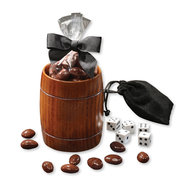 Classic Wooden Barrel Cup with Chocolate Covered Almonds - Image 2
