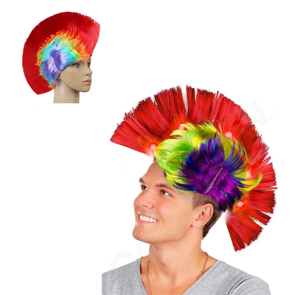 Fun LED Light Up Mohawk Wig - Image 2