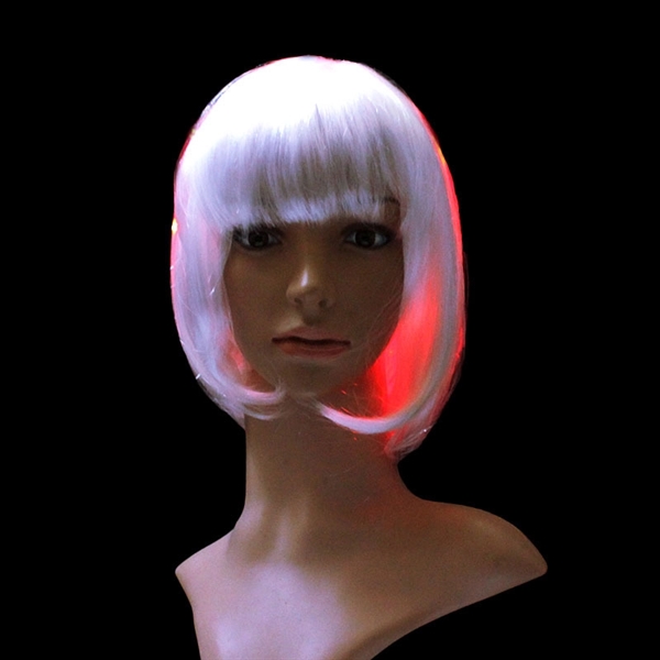 LED Flashing Bobo Short Hair Cosplay Wig - Image 1
