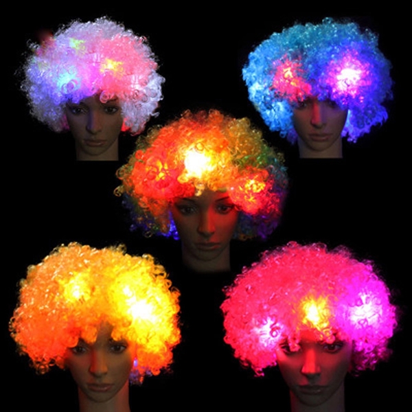 LED Flashing Short Curly Hair Cosplay Wig - Image 1