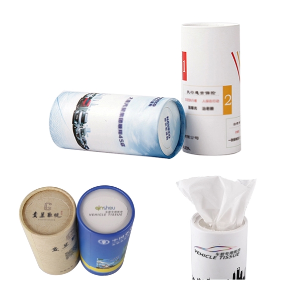 Full Color Printing Tissue Round Container with Tissues - Image 1