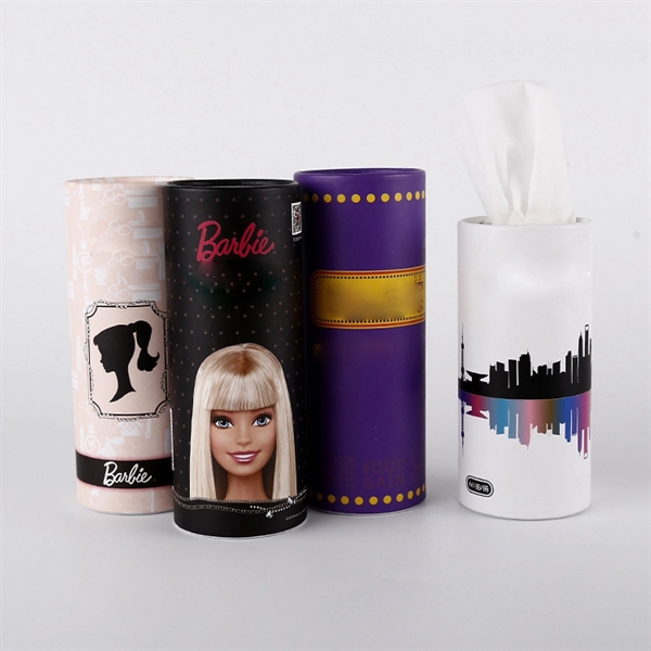 Full Color Printing Tissue Round Container with Tissues - Image 2
