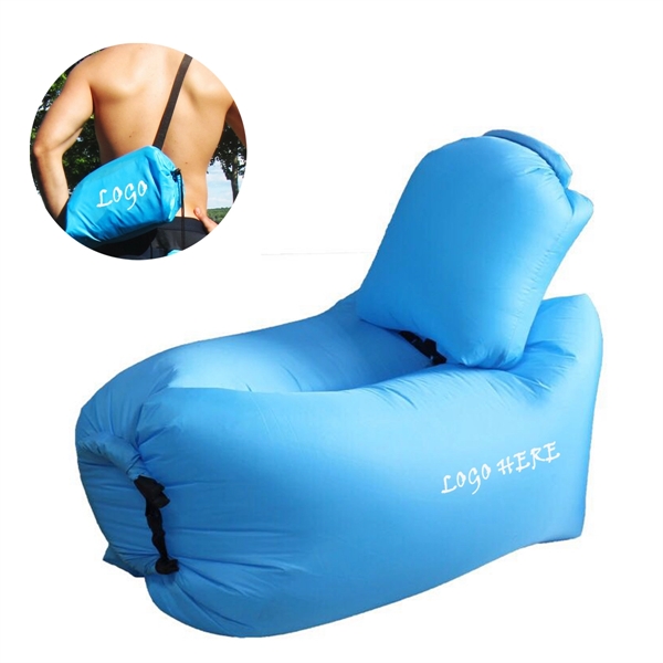 Inflatable Portable Air Couch Beach Lounger with Pillow - Image 2
