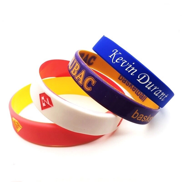 Debossed Dual Layered Silicone Bracelet with Color Filled - Image 2