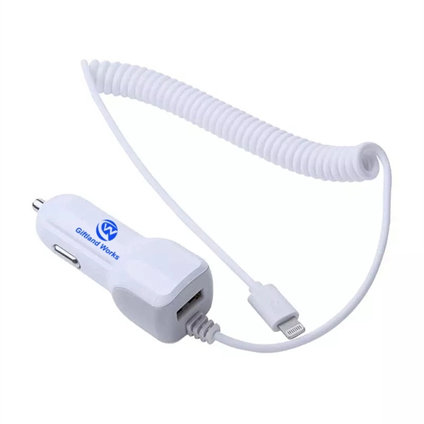 Car Charger With Flexible Coiled Cable - Image 1