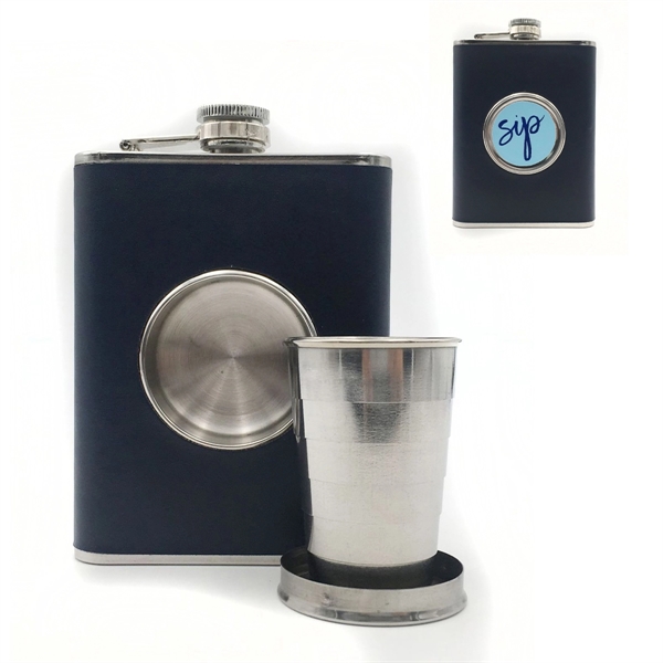8oz Stainless Steel Hip Flask with Collapsible Cup - Image 4