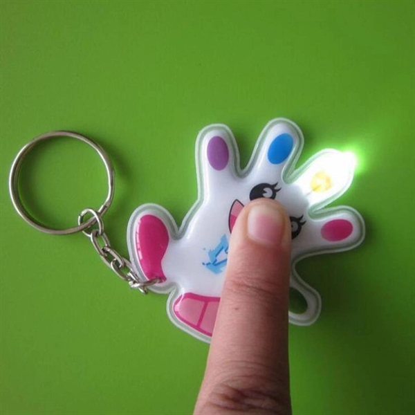 Custom Full Color Imprint Cheap Plastic LED Flashlight Keych - Image 3