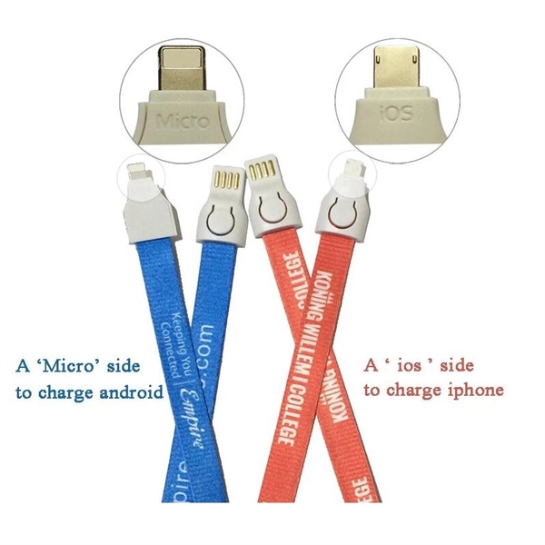 2 In One Neck Lanyard USB Phone Charging Charger - Image 9