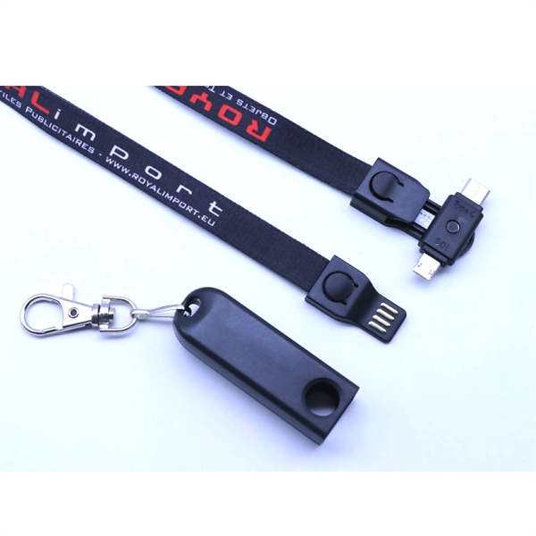 3 In One Neck Lanyard USB Phone Charging Charger - Image 2