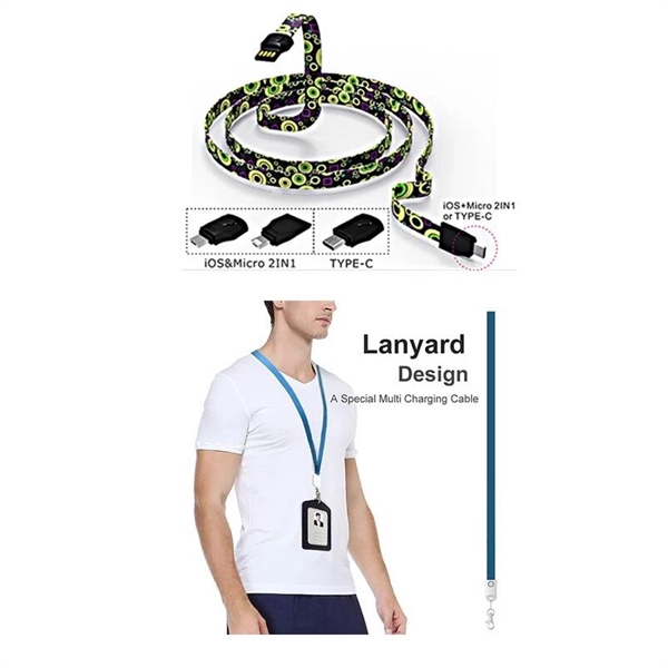 3 In One Neck Lanyard USB Phone Charging Charger - Image 8