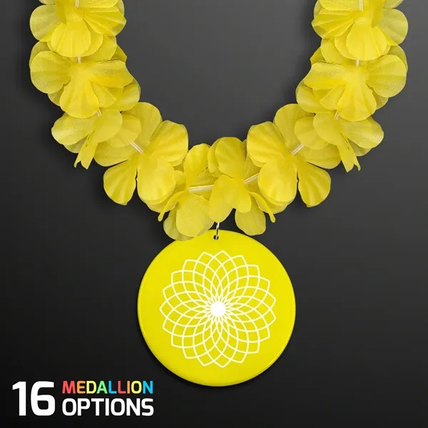 Yellow Flower Lei Necklace with Medallion (Non-Light Up) - Image 1
