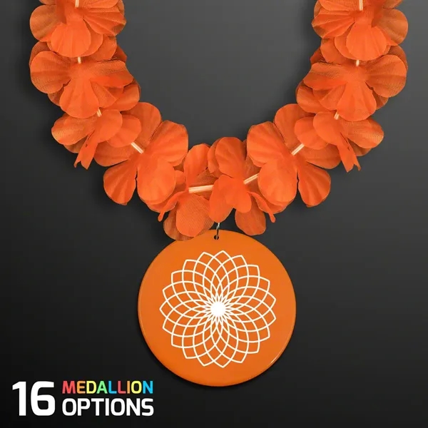 Orange Lei Necklace with Orange Medallion (Non-Light Up) - Image 1