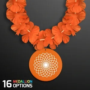 Orange Lei Necklace with Orange Medallion (Non-Light Up)