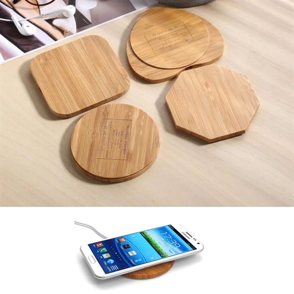 Wooden Or Bamboo Round Square Qi Wireless Phone Charger - Image 1
