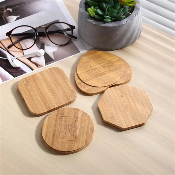 Wooden Or Bamboo Round Square Qi Wireless Phone Charger - Image 3