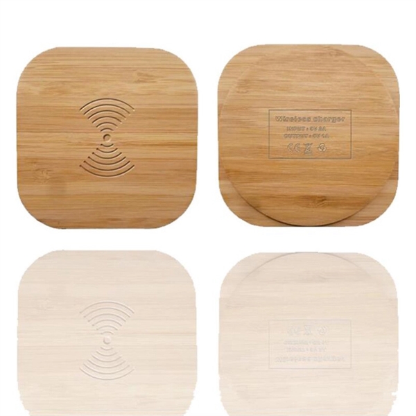 Wooden Or Bamboo Round Square Qi Wireless Phone Charger - Image 5