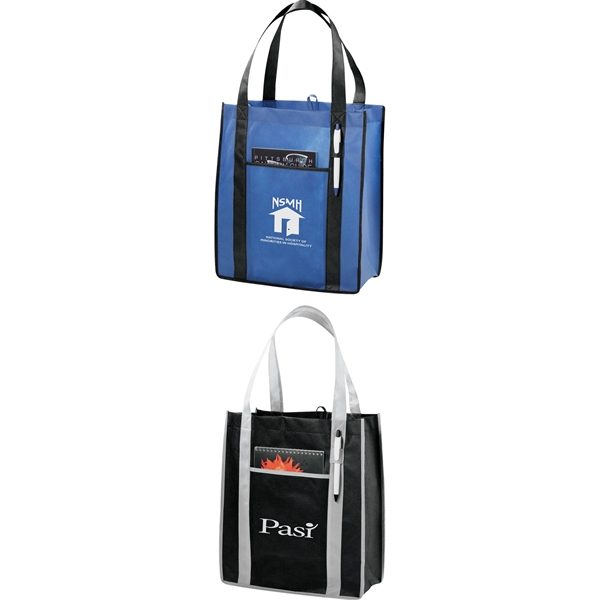 Contrast Non-Woven Carry-All Tote - Image 4