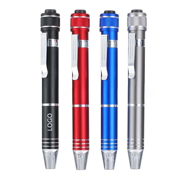 Screwdriver Set 6 in 1 Pen-shaped with LED Flashlight - Image 1