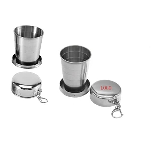 8oz Stainless Steel Retractable Cup with Keychain