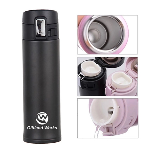 Portable Double Wall Stainless Steel Car Vacuum Bottle With  - Image 1