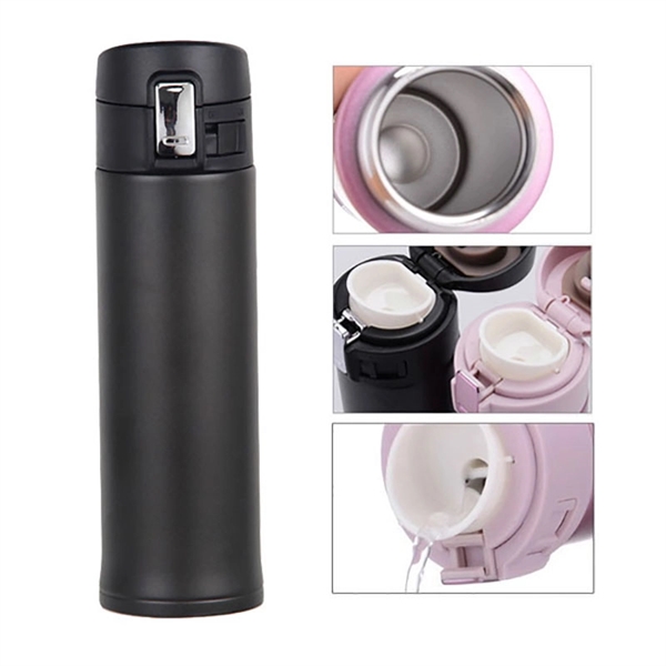 Portable Double Wall Stainless Steel Car Vacuum Bottle With  - Image 2