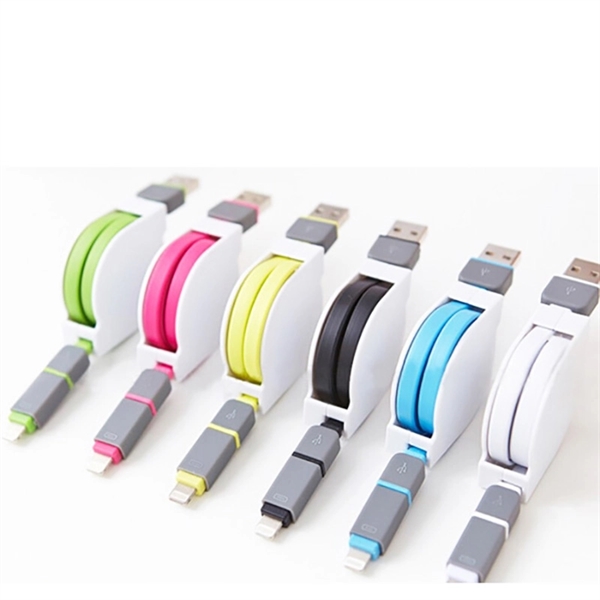 Retractable Phone USB Data Cable Two In One Design - Image 2