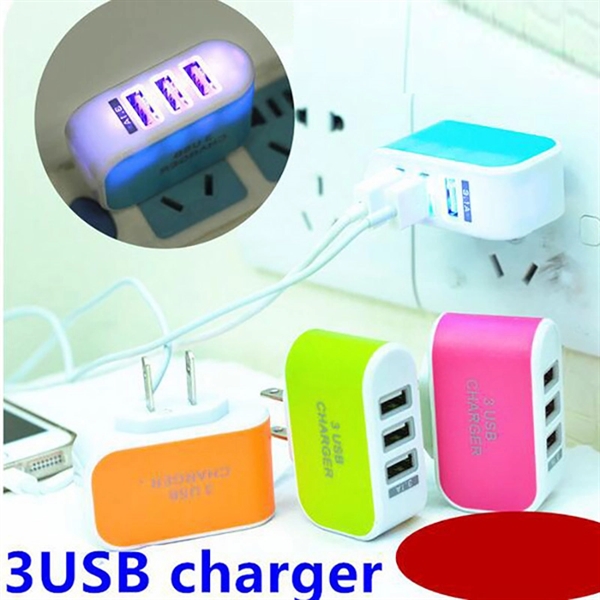 Colorful 3.1A 3 USB Ports Travel Charger - Image 1
