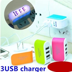 Colorful 3.1A 3 USB Ports Travel Charger