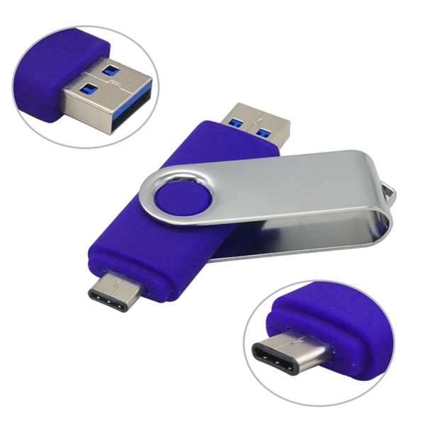 USB Multi-port Type C Flash Drive Rotating Swivel USB Drive - Image 2