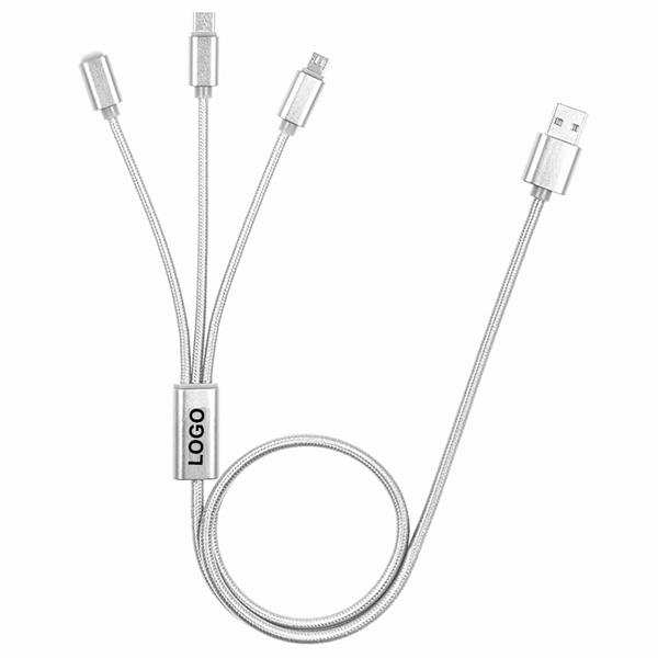 3 In 1 Nylon USB Phone Cable - Image 1