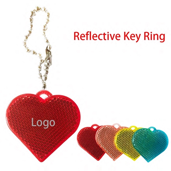 2" Reflective Key Ring Heart Shape - Image 1