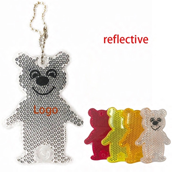 2" Reflective Key Ring Bear Shape - Image 1
