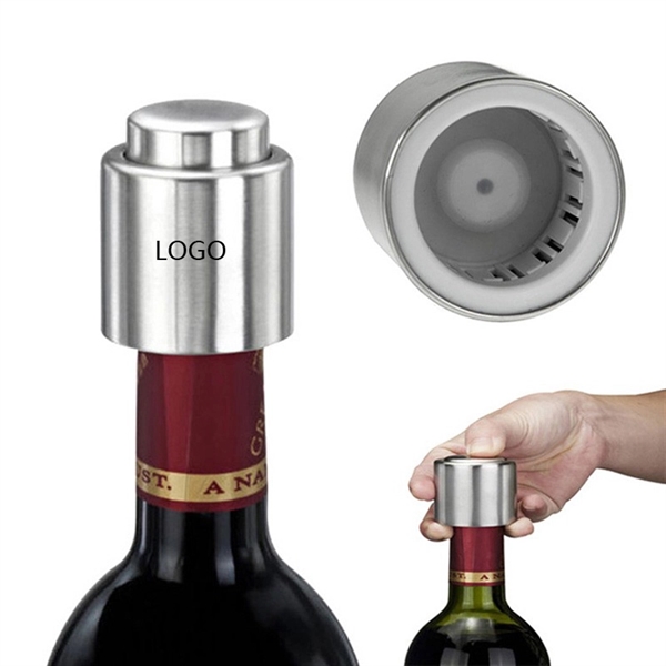 Press Style Stainless Steel Wine Stopper - Image 1