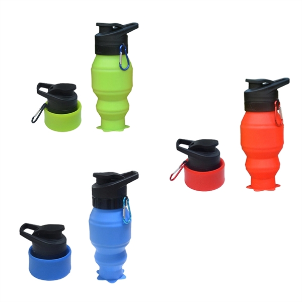 Portable Foldable Silicone Bottle with Carabiner  - Image 2