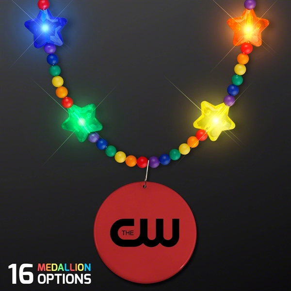 Rainbow Light Up Star Beads with Medallions - Image 2