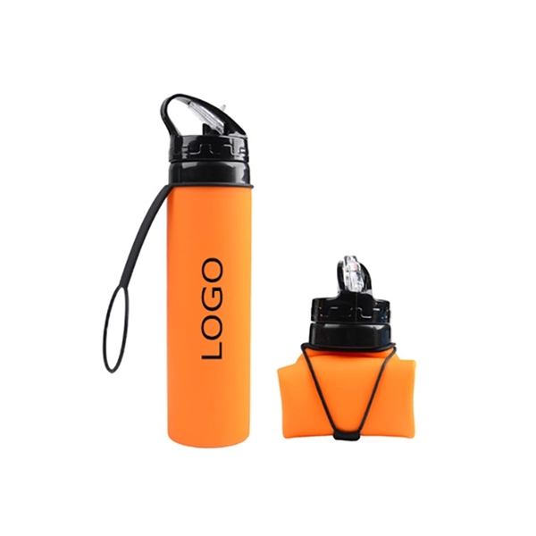 Collapsible Silicone Sports Bottle-21 oz - Image 1