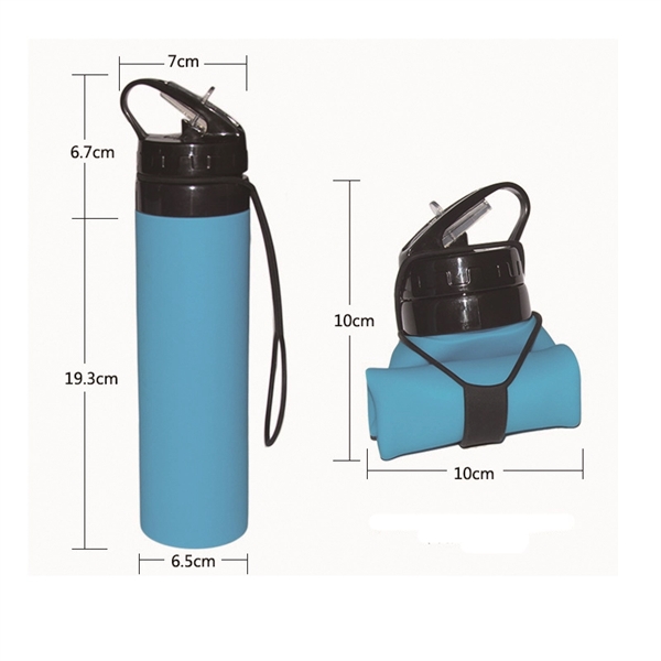 Collapsible Silicone Sports Bottle-21 oz - Image 2