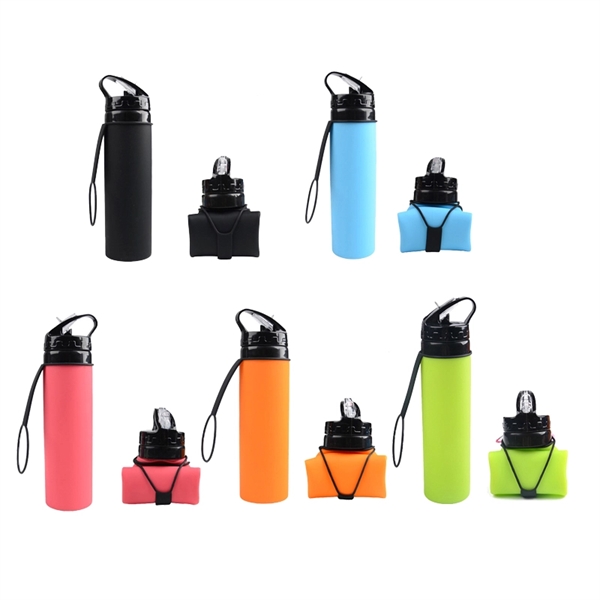 Collapsible Silicone Sports Bottle-21 oz - Image 3
