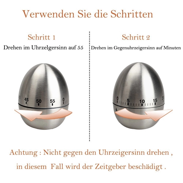 Stainless Steel Mechanical Egg Kitchen Timer - Image 2