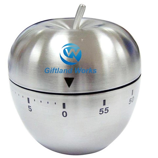 Stainless Steel Mechanical Apple Kitchen Timer - Image 1