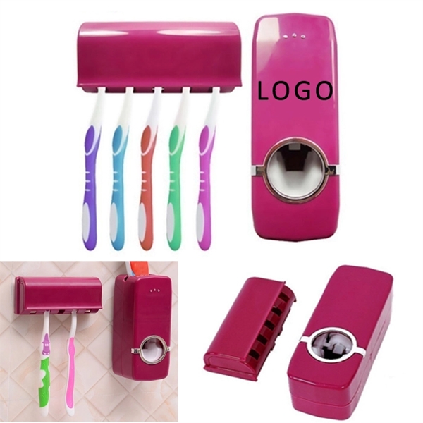 Auto Toothpaste Dispenser with 5 Toothbrush Holder Set - Image 2