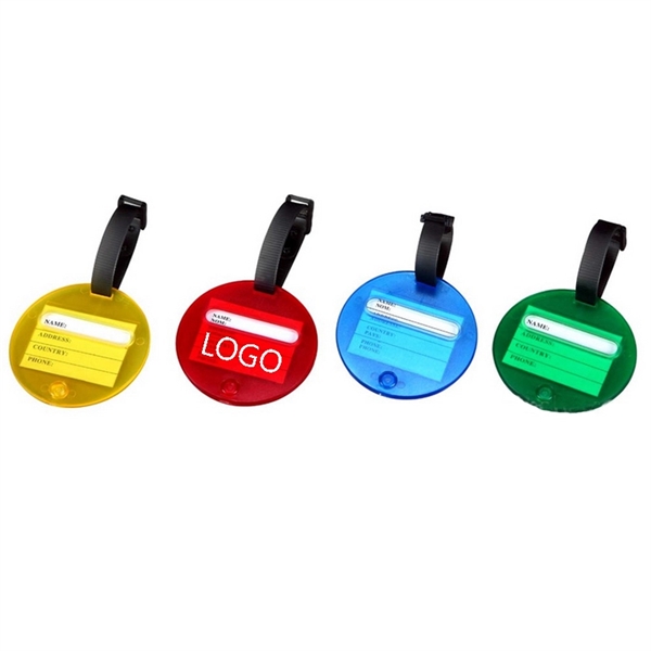 Round Shaped Plastic Luggage Tag With Buckle Strap - Image 1