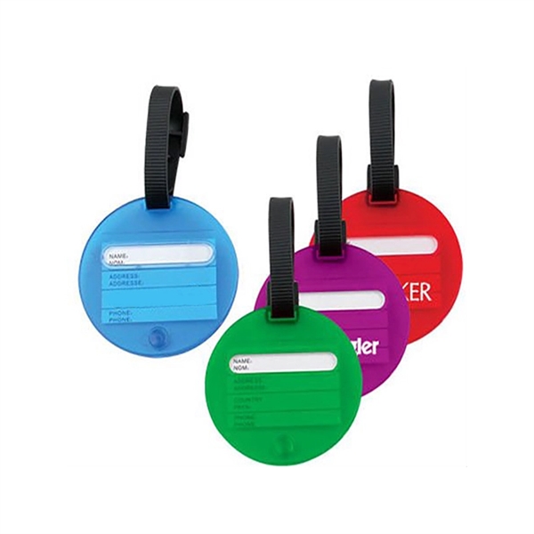 Round Shaped Plastic Luggage Tag With Buckle Strap - Image 2