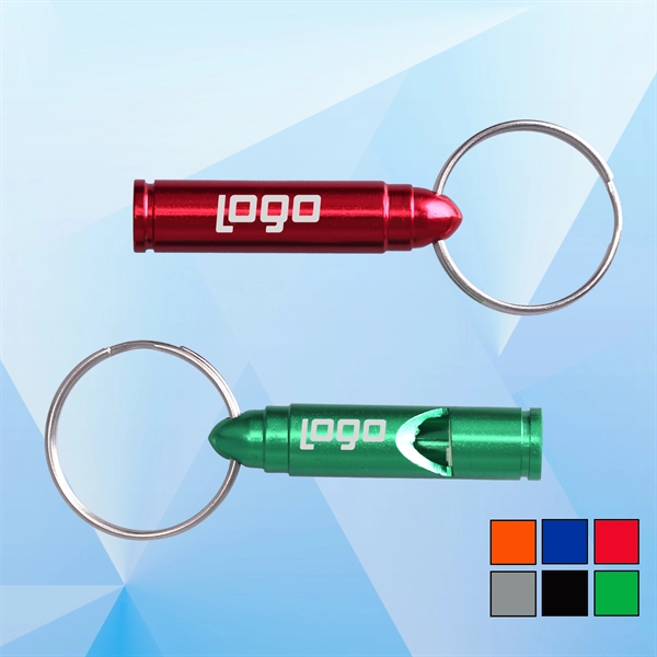 Bullet Shaped Whistle with Key Ring - Image 1